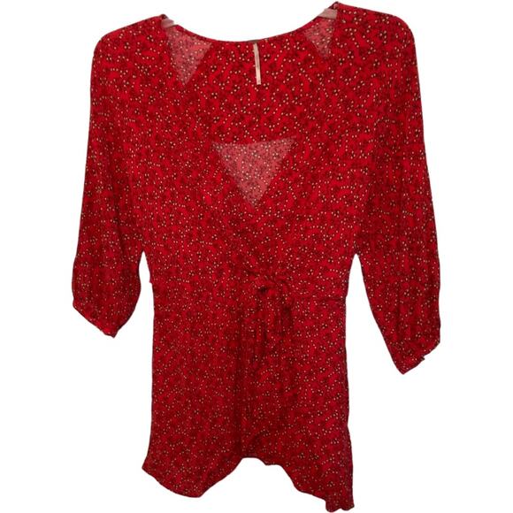 Free People Clara X Revolve Red Floral Print Tunic mini Dress S - Picture 3 of 7